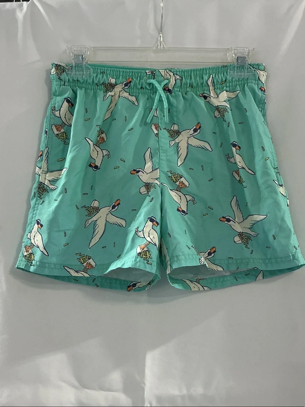 Cat & Jack Teal Seagull Pattern Kids Swim Trunks